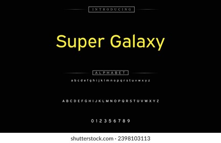 Super Galaxy Modern Bold Font. Sans Serif Font. Regular Italic Uppercase Lowercase Typography urban style alphabet fonts for fashion, sport, technology, digital, movie, logo design, vector