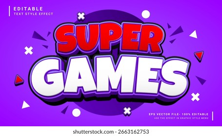 Super games 3d editable text effect template