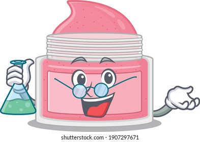 Super Genius Professor of body srub Caricature character working on a lab. Vector illustration