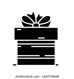 Icono negro super regalo, ilustración conceptual, símbolo plano vectorial, signo de glifo.