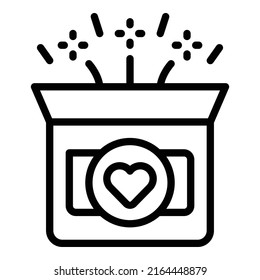 Super gift box icon outline vector. Love heart. Social team