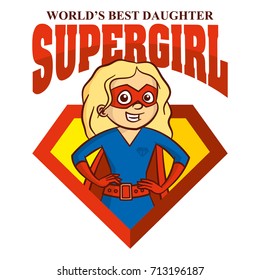 Super Girl The Best Daughter Logo Superhero Vector