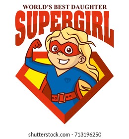 Super Girl The Best Daughter Logo Superhero Vector