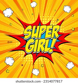 super girl comic bubble pop art vector illustration  