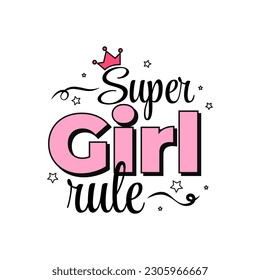 Super girl rule typography text icon label design vector