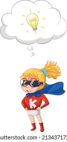 A Super Girl Standing And Thinking On White Background Illustration