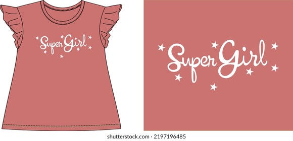  super girl t shirt graphic design vector illustration \

