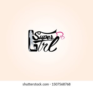 Super Girl text - Hand drawn graphic - Vector Illustration