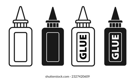 Super glue bottle thin line vector icon set in filled and outlined style.