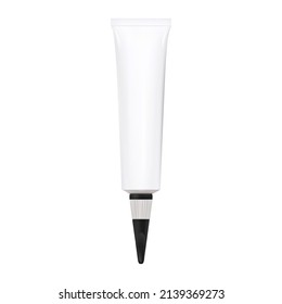 Super glue tube mockup. Medical lip ointment tube, quick fix gel packaging, superglue blank with drop nozzle lid. Long fixation product realistic bottle illustration, white plastic