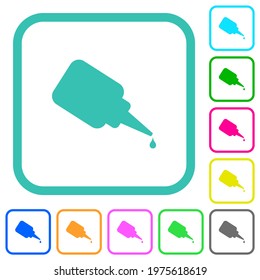 Super glue vivid colored flat icons in curved borders on white background