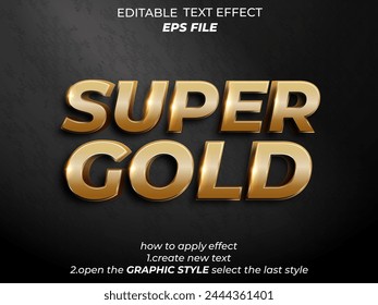 super gold text effect with 3d style, font. vector template