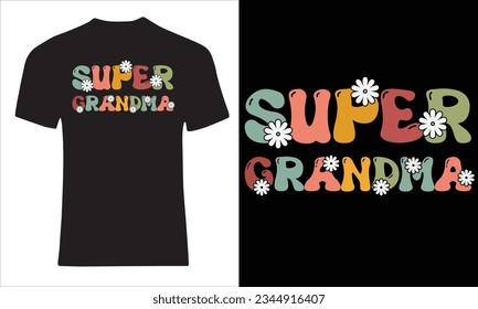 Super Grandpa - Typographic  postcard, T Shirt, tee shirt. Doodle quote super grandma. Vector illustration