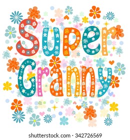 Super granny, cartoon old lady a superhero 