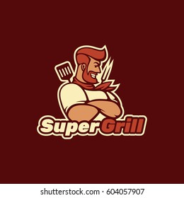 Super grill. Logo template.