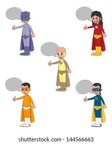 super guy cartoon with bubble set