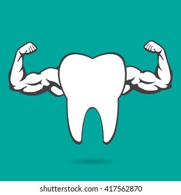 Super health cartoon tooth, great for health dental care concept
