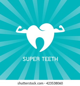 Super health cartoon tooth, great for health dental care concept