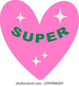 Super Heart Badge Vector Illustration
