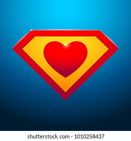 Super heart on blue background