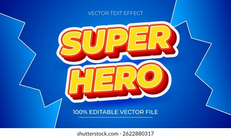 Super Hero 3D Texto editável Effect Style cores amarelas e vermelhas