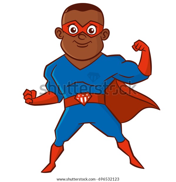スーパーヒーローアフリカ系アメリカ人男性の漫画のキャラクター分離型ベクターイラスト のベクター画像素材 ロイヤリティフリー