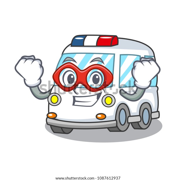 Super hero\
ambulance character cartoon\
style