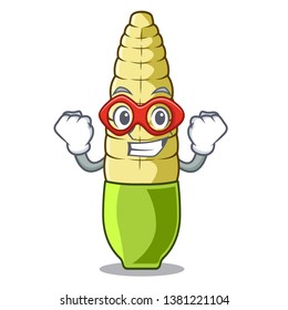 Super hero baby corn isolated with the mascot