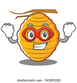 Super hero bee hive character cartoon