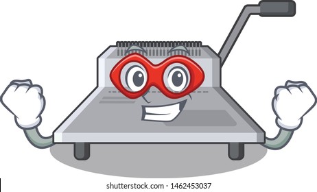 Super hero binding machine in the cartoon shape