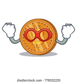 Super hero bitcoin coin character cartoon