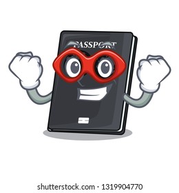 Super hero black passport in the shape character