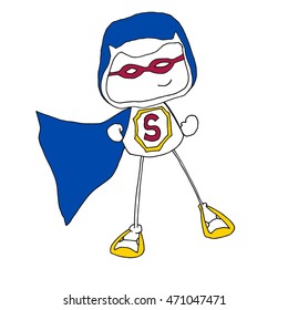 Super hero with blue cap and a mask
