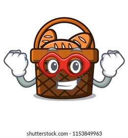 Super hero bread basket character cartoon