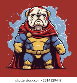 Héroe del Super Hero Bulldog Cute Bulldog Hero