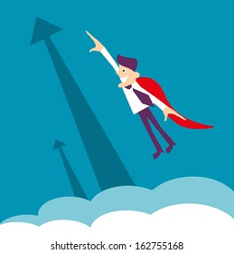 Super Hero - business man. Vector illustration on a background
