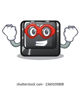 Super hero button esc in the shape mascot