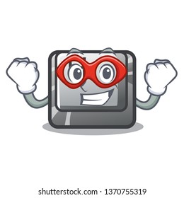 Super hero button H in the shape cartoon