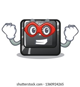 Super hero button page up isolated with character