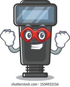 Super hero camera flash isolated with the mascot