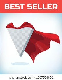 Super Hero Cape. Red Super Cloak. Hero Clothes. Halloween Costume. Strong Woman. Super Female Cape. Girl Power. Power Icon. Leadership Logo. Superhero Sign. Success Concept. Triangle Logo