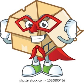 Super hero cardboard open with character mascot shape