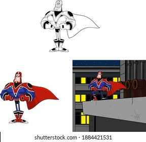 Super Hero Cartoon Character. Vector Collection Set Isolated On White Background