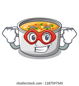 Super hero cartoon chicken soup pot for dinner