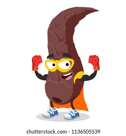 Super hero cartoon hair character mascot in sneakers on a white background