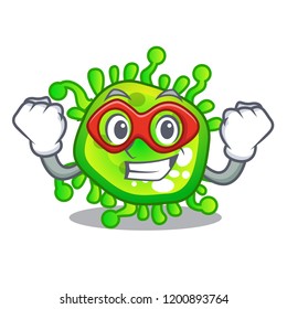 Super hero cartoon microba virus bacteria in body