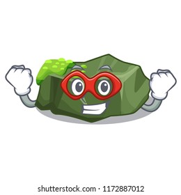 Super hero cartoon moss grow on sea rock
