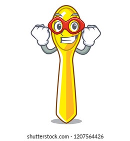 Super hero cartoon plastic spoon on dining table
