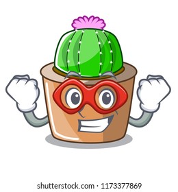 Super hero cartoon star cactus plants at cactus farm