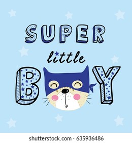 super hero cat illustration vector for print